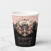 ラグジュアリーブラックピンクカジノパーソナライズされたバチェロレッテ 紙コップ (正面)