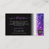 ラグジュアリーブラックピンクパープルスパークルグリッターとロゴ 名刺 (裏面)