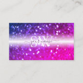 ラグジュアリーブラックピンクパープルスパークルグリッターイニシャル 名刺 (正面)