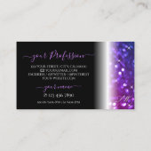 ラグジュアリーブラックピンクパープルスパークルグリッターモノグラム 名刺 (裏面)