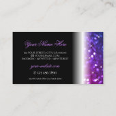 ラグジュアリーブラックピンクパープルスパークルグリッター スタイリッシュ 名刺 (裏面)