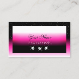 ラグジュアリーブラックピンクホワイトグラデーションシメリーダイヤモンド 名刺