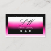 ラグジュアリーブラックピンクホワイトグラデーションモノグラムダイヤモンド 名刺 (正面)