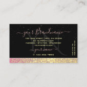 ラグジュアリーブラックピンク金ゴールドスパークルグリッターモノグラム 名刺 (裏面)