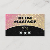 ラグジュアリーブラックピンク金ゴールドスパークルグリッターモノグラム 名刺 (正面)