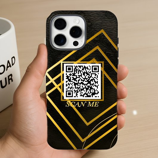 ラグジュアリーブラックフォンカスタムケースとQRコード Case-Mate iPhoneケース