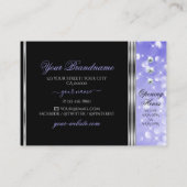 ラグジュアリーブラックブライトブルーグリッターダイアモンズシルバー 名刺 (裏面)