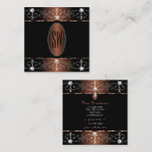 ラグジュアリーブラックブラウン華美オーナメントモノグラム スクエア名刺 (正面/裏面)