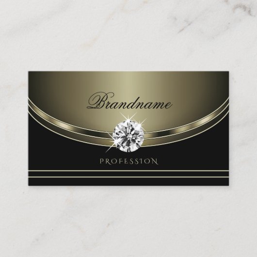 ラグジュアリーブラックプラチナムカラーズブライトダイヤフェイクモンド 名刺 (正面)