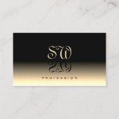 ラグジュアリーブラックベージュグラディエント鏡フォントモノグラム 名刺 (正面)