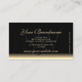 ラグジュアリーブラックベージュグラデーション鏡フォントイニシャル 名刺 (裏面)