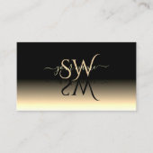 ラグジュアリーブラックベージュグラデーション鏡フォントイニシャル 名刺 (正面)