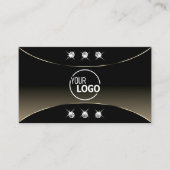 ラグジュアリーブラックホワイトゴールドデコールダイヤモンドとロゴ 名刺 (正面)