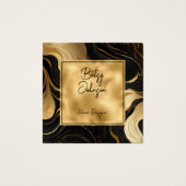 ラグジュアリーブラックマーブルアンドゴールドフォイルビジネスカード (正面)