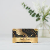ラグジュアリーブラックマーブルアンドゴールドフォイル 名刺 (スタンド正面)