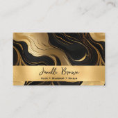 ラグジュアリーブラックマーブルアンドゴールドフォイル 名刺 (正面)