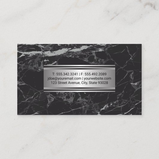 ラグジュアリーブラックマーブル | Chefアイコンメタリックバナー 名刺 (裏面)