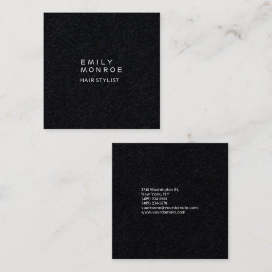 ラグジュアリーブラックモダンミニマルプロフェッショナルスクエア スクエア名刺 (正面/裏面)