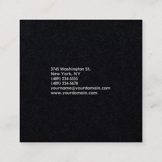 ラグジュアリーブラックモダンミニマルプロフェッショナルスクエア スクエア名刺 (裏面)