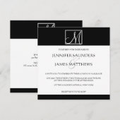 ラグジュアリーブラックモノグラムイニシャル結婚式招待状 招待状 (正面/裏面)