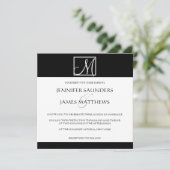 ラグジュアリーブラックモノグラムイニシャル結婚式招待状 招待状 (スタンド正面)