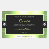 ラグジュアリーブラックライトグリーンブリリアントプロダクトラベル 長方形シール (正面)