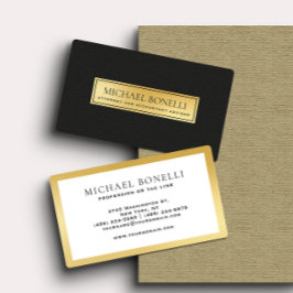 ラグジュアリーブラックレザー金ゴールドラベル企業の 名刺