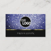 ラグジュアリーブラック王室のシメリーブルーグリッター追加ロゴ 名刺 (正面)