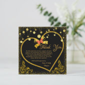 ラグジュアリーブラック結婚と金ゴールドの記念日 サンキューカード (スタンド正面)