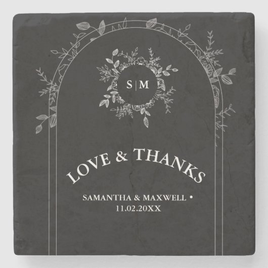 ラグジュアリーブラック結婚ズコースタークラシックズ ストーンコースター (正面)