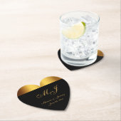 ラグジュアリーブラック縁ど金ゴールドモノグラム結婚ズ ペーパーコースター (インサイチュ)