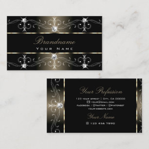 ラグジュアリーブラック華美ベージュジュエルオーナメント 名刺