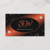 ラグジュアリーブラック赤面グリッタースターズジュエルズモノグラム 名刺 (正面)