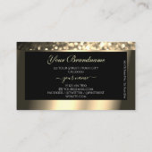 ラグジュアリーブラック金ゴールドきらめくグリッターアドロゴシック 名刺 (裏面)