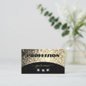 ラグジュアリーブラック金ゴールドきらめくグリッターラインストーンズ 名刺 (スタンド正面)