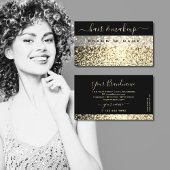 ラグジュアリーブラック金ゴールドきらめくグリッターラグジュアリーグラム 名刺