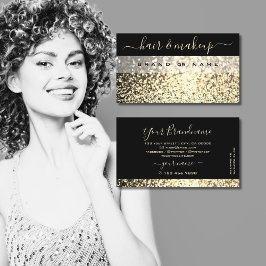 ラグジュアリーブラック金ゴールドきらめくグリッターラグジュアリーグラム 名刺