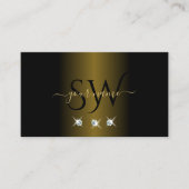 ラグジュアリーブラック金ゴールドきらめくダイヤモンドイニシャル 名刺 (正面)