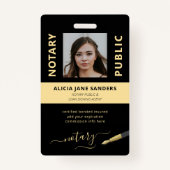 ラグジュアリーブラック金ゴールドカスタムプロフェッショナル公証人ID バッジ (正面)