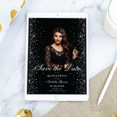 ラグジュアリーブラック金ゴールドクインセアニラ写真保存日時 案内状