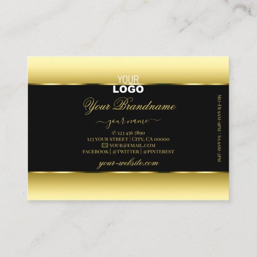 ラグジュアリーブラック金ゴールドグラデーションロゴゴールデンオーバルフレーム 名刺 (裏面)