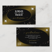 ラグジュアリーブラック金ゴールドグリッタースターズダイヤモンドウィズロゴ 名刺 (正面/裏面)