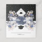 ラグジュアリーブラック金ゴールドグリッターフローラ卒業 プレイスカード (外部開封)