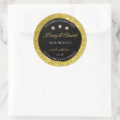 ラグジュアリーブラック金ゴールドグリッター製品ラベルダイヤモンド ラウンドシール (バッグ)