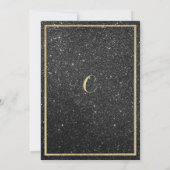 ラグジュアリーブラック金ゴールドグリッター退職パーティー 招待状 (裏面)