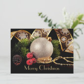 ラグジュアリーブラック金ゴールドシルバークラシッククリスマスカード (スタンド正面)