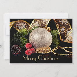 ラグジュアリーブラック金ゴールドシルバークラシッククリスマスカード