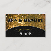 ラグジュアリーブラック金ゴールドスパークルグリッタースタイリッシュシメリー 名刺 (正面)