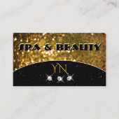 ラグジュアリーブラック金ゴールドスパークルグリッタースタイリッシュモノグラム 名刺 (正面)
