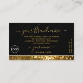 ラグジュアリーブラック金ゴールドスパークルグリッタースタイリッシュ追加ロゴ 名刺 (裏面)